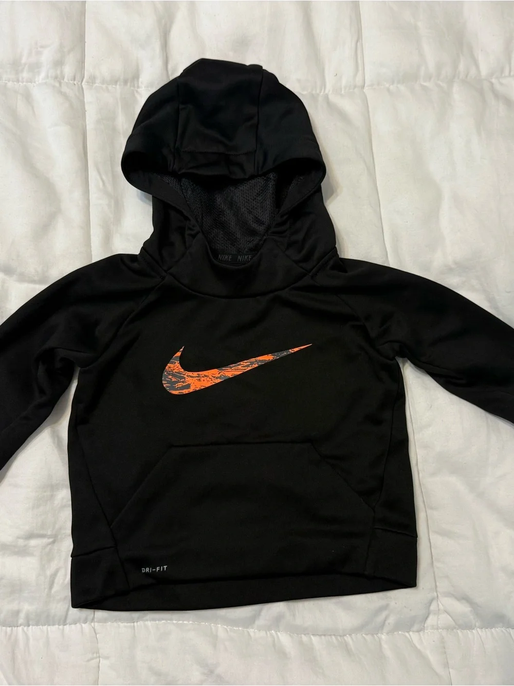 Nike Black Kids Hoodie with Orange Swoosh